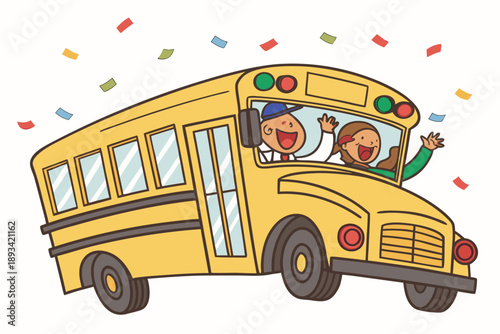 Children riding school bus