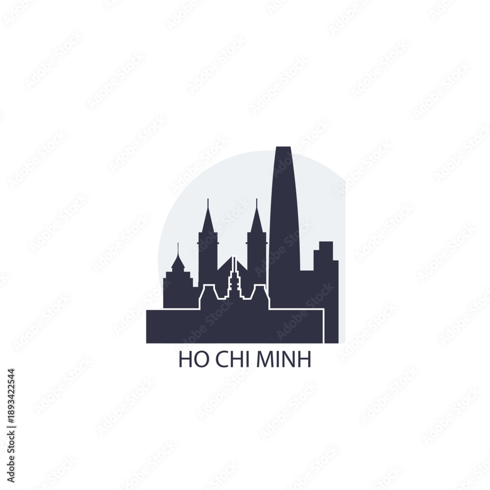 custom made wallpaper toronto digitalHo Chi Minh logo, clip art with cityscape, skyline, panorama, sightseeing. Vector flat isolated illustration. Vietnam city image with landmarks and buildings