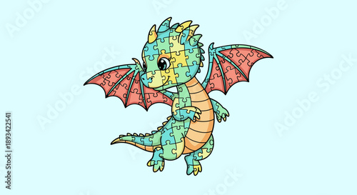 Autism Awareness Dragon Illustration