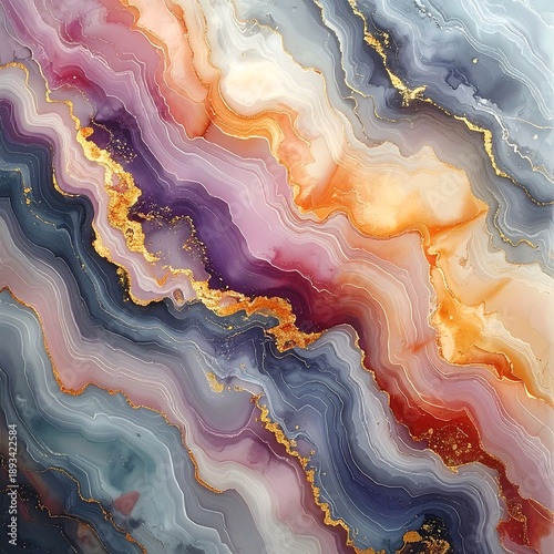 A vibrant, swirling abstract pattern with colorful, layered, marbled textures