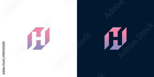 Hexagonal letter H logo design with a gradient color overlay and a clean, modern aesthetic