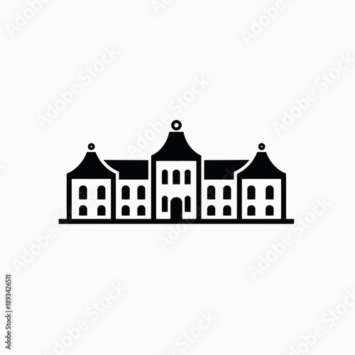 Palace of Versailles Outline Vector Illustration Minimal Monochrome Line Art