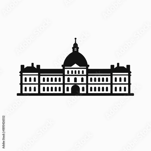 Palace of Versailles Outline Vector Illustration Minimal Monochrome Line Art