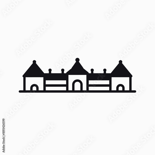 Palace of Versailles Outline Vector Illustration Minimal Monochrome Line Art