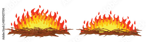 red campfire orange flame tourist bonfire element of hike