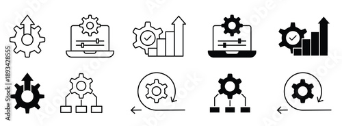 set of optimization icon collection progress perfect for