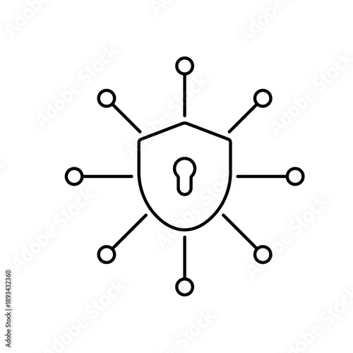 Simple Secure Connection shield and network icon for social media, app, and web design. Vector illustration, Eps 10.