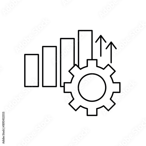 Simple Performance gear and arrow up icon for social media, app, and web design. Vector illustration, Eps 10.