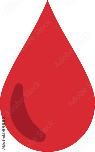 Red Blood Drop Icon Isolated on White Background, Medical Donation Symbol, Vector Illustration