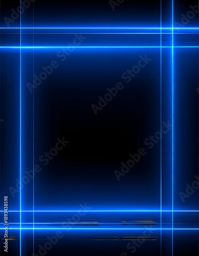 Wallpaper Mural Neon blue lines frame a dark space, reflecting a light below Torontodigital.ca