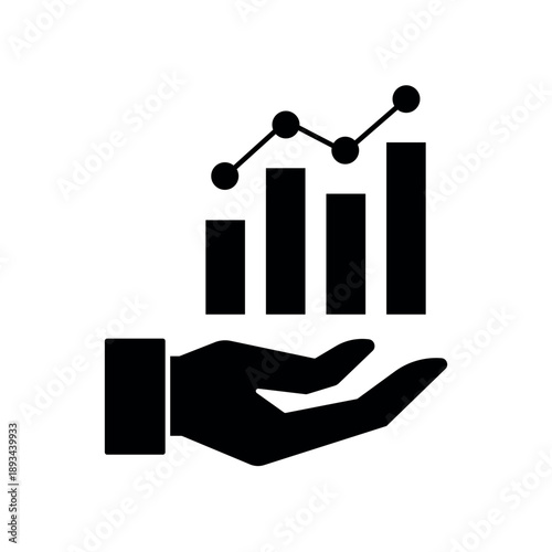 Simple Data Analytics icon with hand and bar chart for social media, app, and web design. Vector illustration, Eps 10.