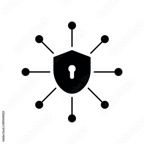 Simple Secure Connection shield and network icon for social media, app, and web design. Vector illustration, Eps 10.