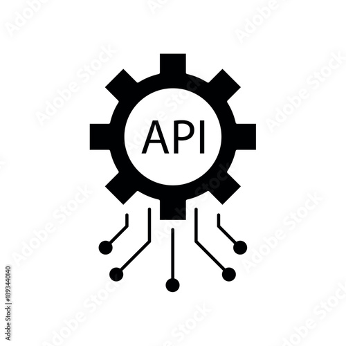 Simple API Interface gear and code icon for social media, app, and web design. Vector illustration, Eps 10.