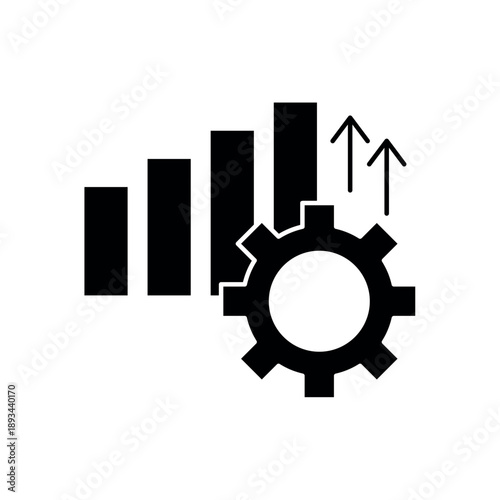 Simple Performance gear and arrow up icon for social media, app, and web design. Vector illustration, Eps 10.