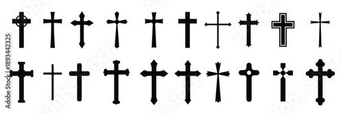 set of crosses silhouettes