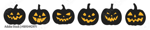 silhouetted pumpkins with carved faces perfect for spooky