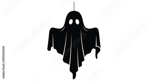 Black ghost hanging decoration with cutout eyes a spooky halloween silhouette