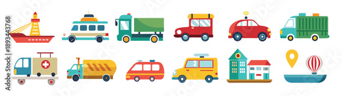 transportation icon set collection illustration