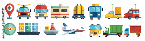 transportation icon set collection illustration