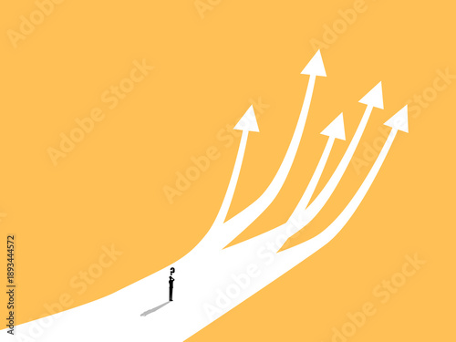 businessman makes decisions on multiple growth paths