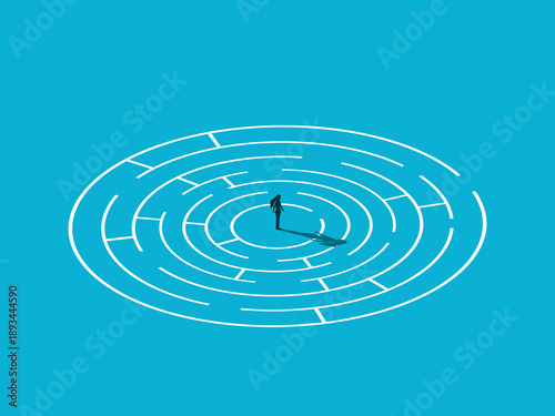 Businesswoman lost in a maze. business concept