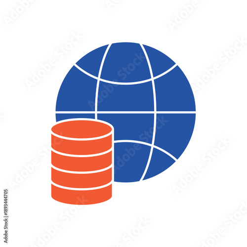 Simple Global Data globe storage icon for social media, app, and web design. Vector illustration, Eps 10.