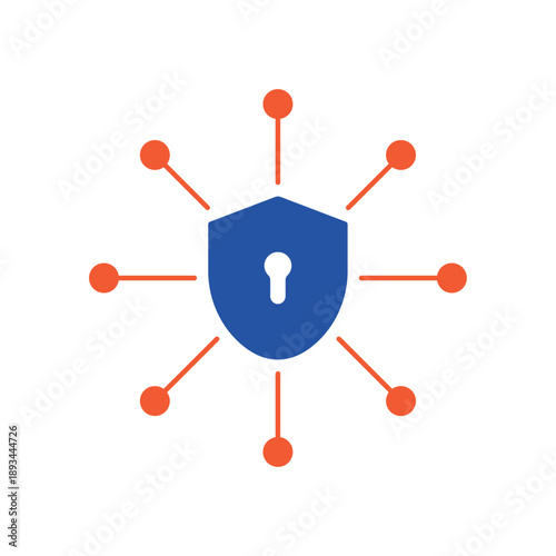 Simple Secure Connection shield and network icon for social media, app, and web design. Vector illustration, Eps 10.