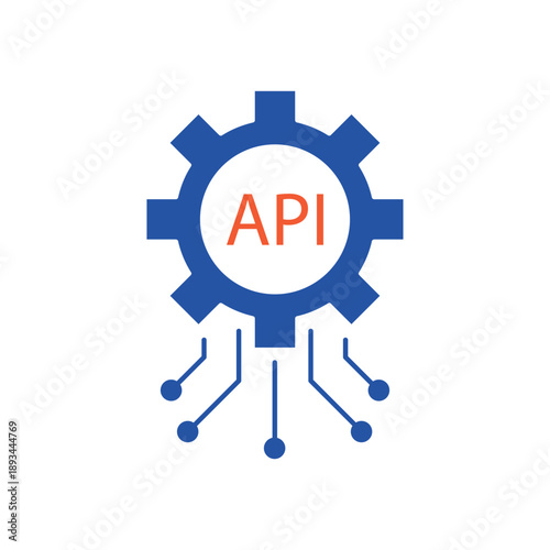 Simple API Interface gear and code icon for social media, app, and web design. Vector illustration, Eps 10.