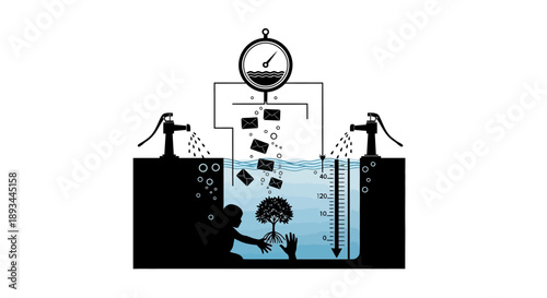 Water Filtration System Diagram Illustration.