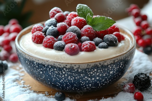 Berries in a bowl on a table.