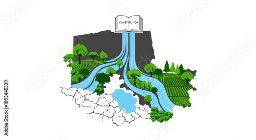 Water Flowing from Dam to Reservoir.