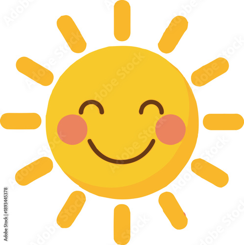 Happy sun with smiling face and rosy cheeks