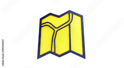 Stylized Map Icon with Yellow and Black Design
