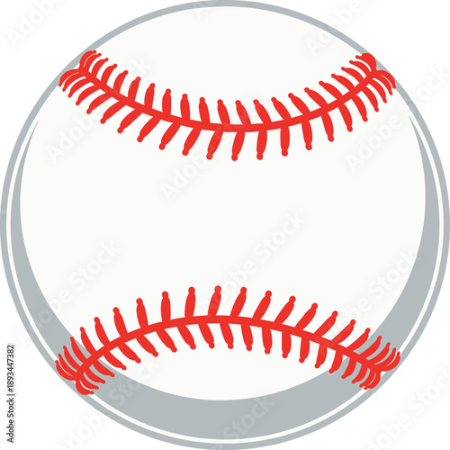 Close-up illustration of a baseball with prominent red stitching on a white background, perfect for sports and game-related content