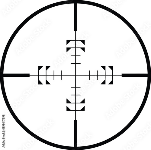 Sniper scope reticle crosshair icon for precision aiming and targeting graphic design