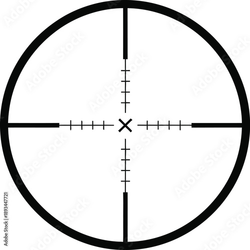 Minimalist black and white crosshair icon representing target aim and precision