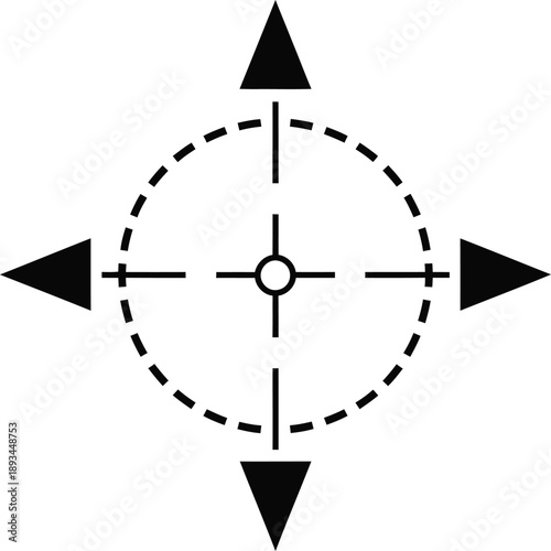 Central point target icon with directional arrows indicating aim or location