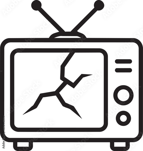 Old television set e-waste line icon vector illustration
