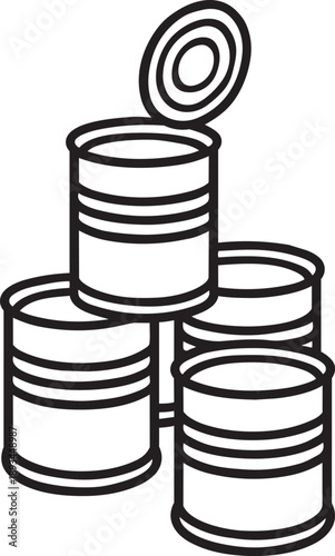 Metal tin cans stack waste related line icon vector illustration