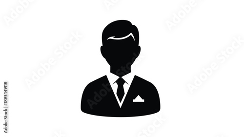 a simple black and white silhouette of a man in a suit