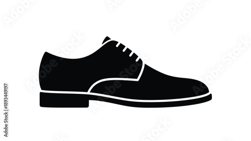 a simple black and white illustration of a classic leather shoe silhouette