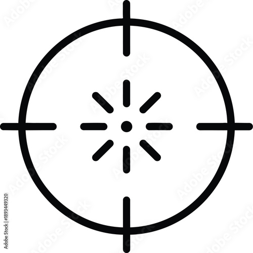 Minimalist target crosshair icon with a central focus point symbolizing aim and precision