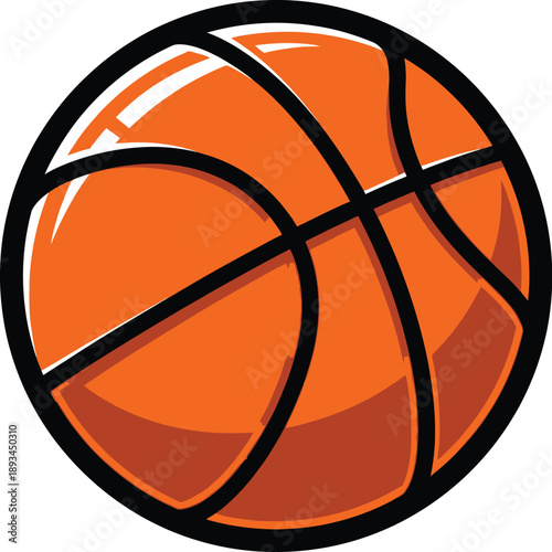 Close-up illustration of a classic orange basketball with black lines
