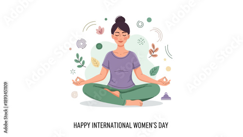 Woman Meditating in Lotus Position.