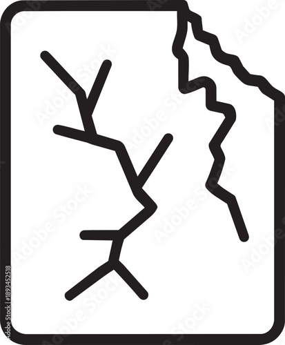 Broken glass pane crack waste related line icon vector