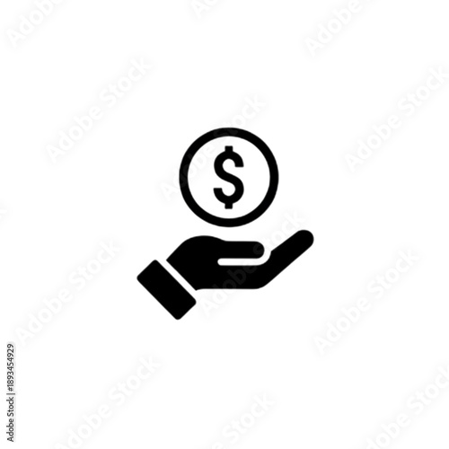 A hand holding a dollar coin vector image illustrating concepts of profit, donation, payment, and financial earnings