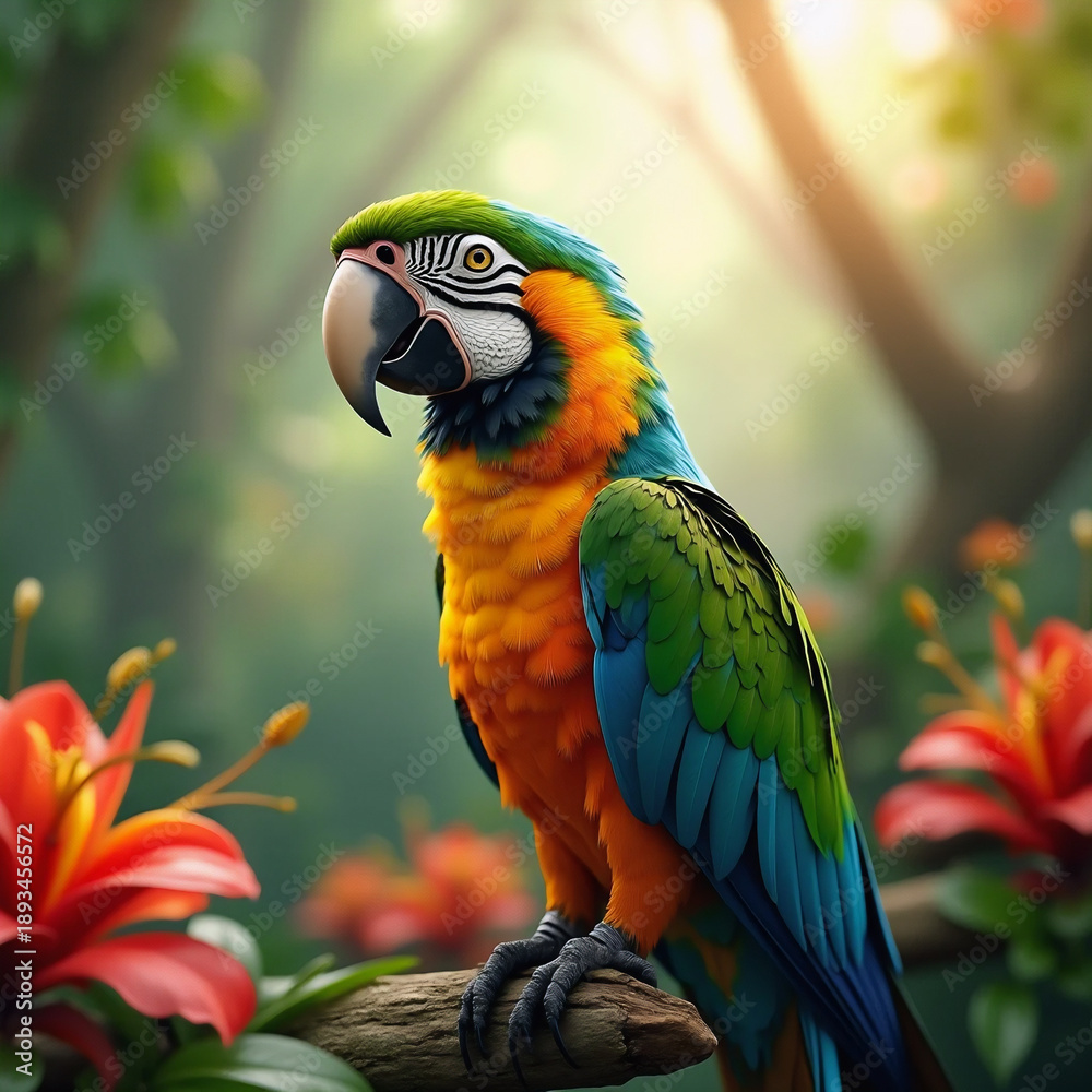 Obraz premium green and yellow macaw