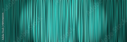 Closed turquoise blue curtains with a spotlight and vignetting as bg for Broadway or circus events. Realistic aesthetic vector illustration of pleated curtains with velvet texture and gradient mesh
