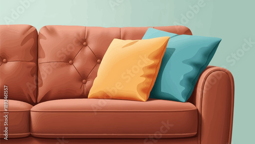 Cozy seating with plush cushions in warm and cool tones