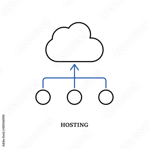 Simple Hosting cloud network icon for social media, app, and web design. Vector illustration, Eps 10.